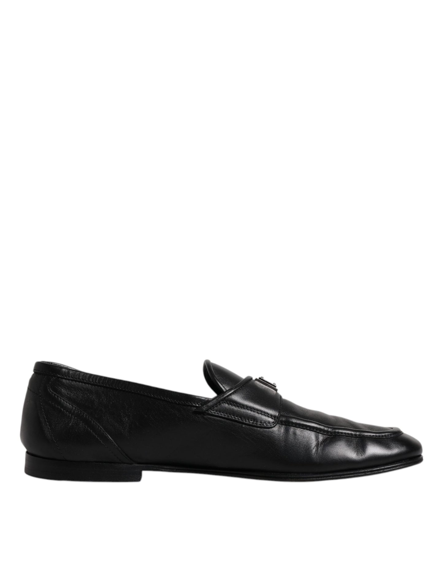 Black Leather Logo Slip On Men Loafers Shoes