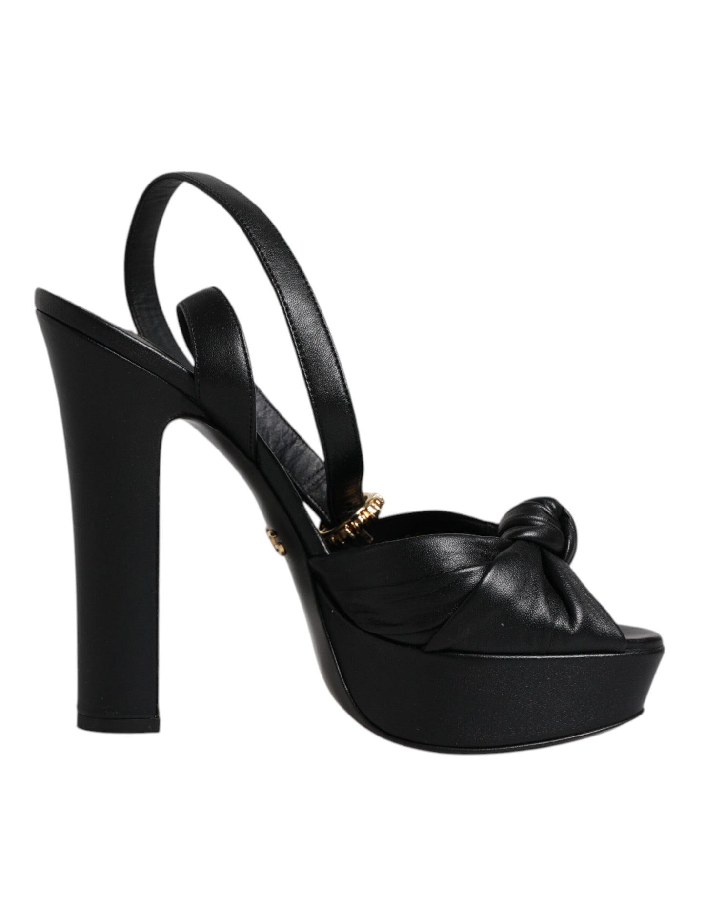 Black Leather Platform Heels Sandals Shoes