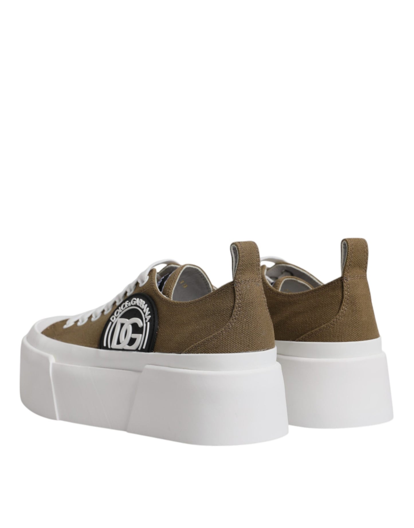 Brown White Canvas Logo Low Top Sneakers Shoes