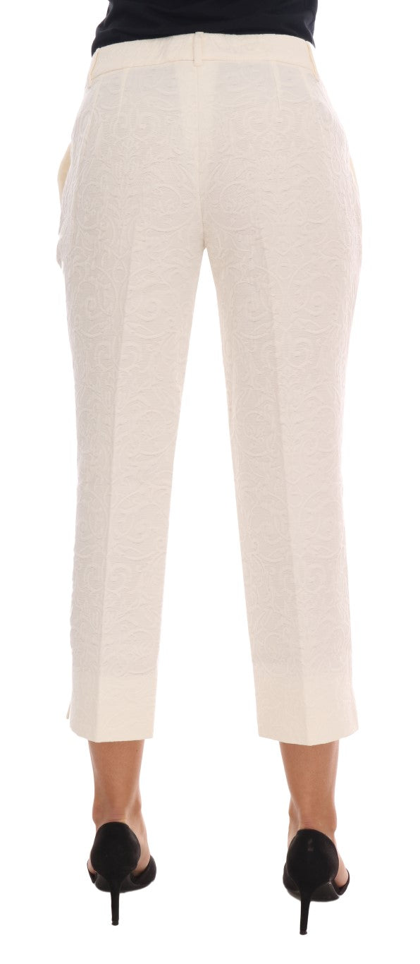 Elegant White Capri Pants - Cotton & Silk Blend