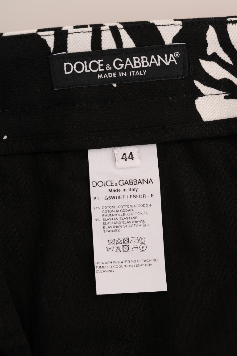 Dolce & Gabbana Slim Fit Leaf Print Ankle Pants