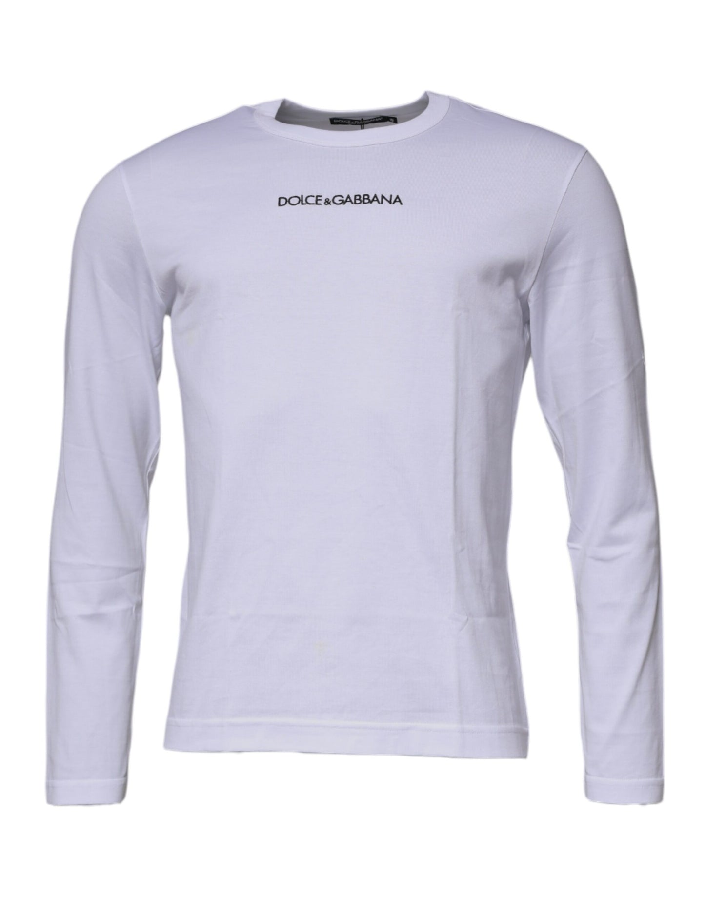 White Logo Crew Neck Cotton Pullover Sweater