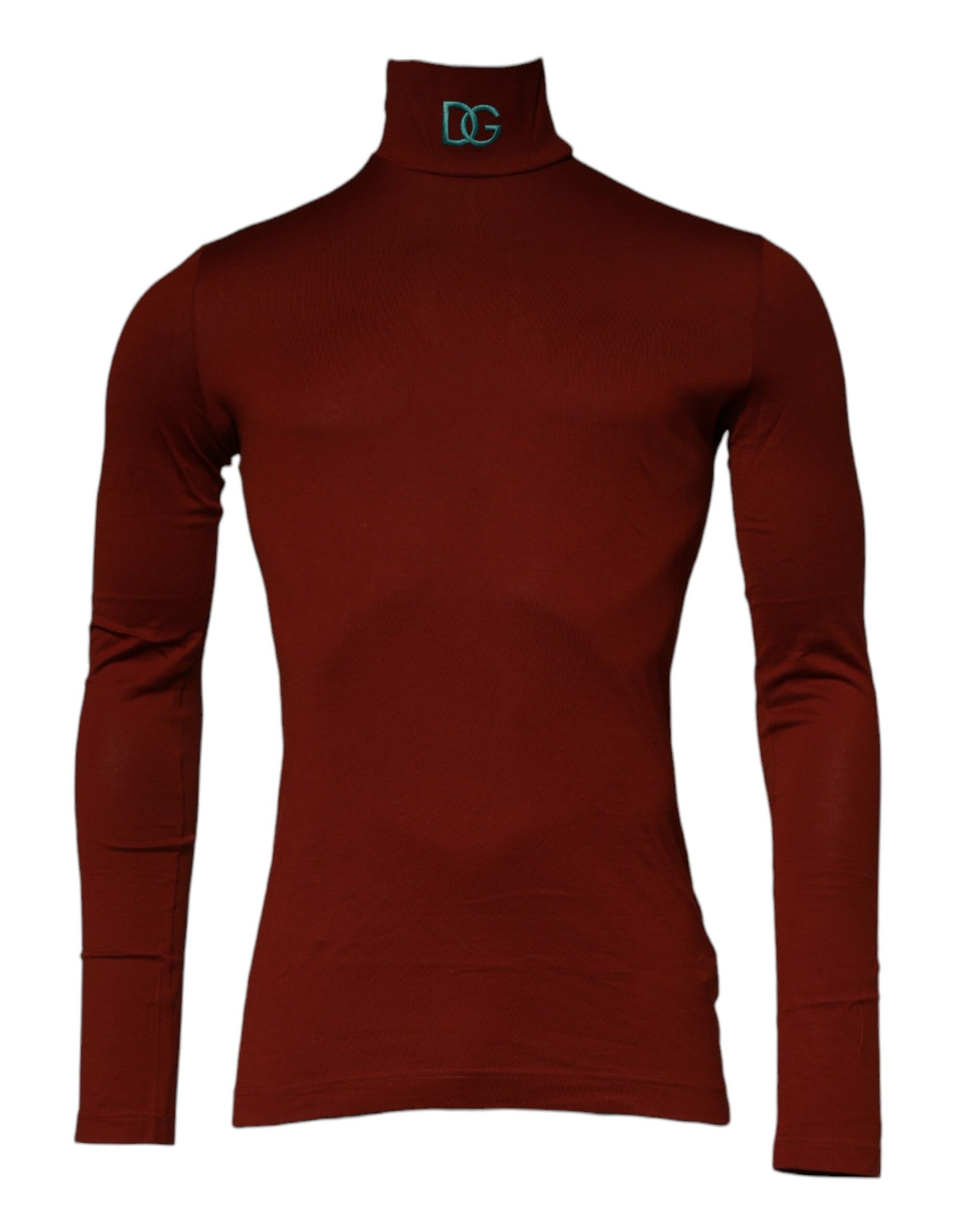 Red Cotton Turtleneck Men Pullover Sweater