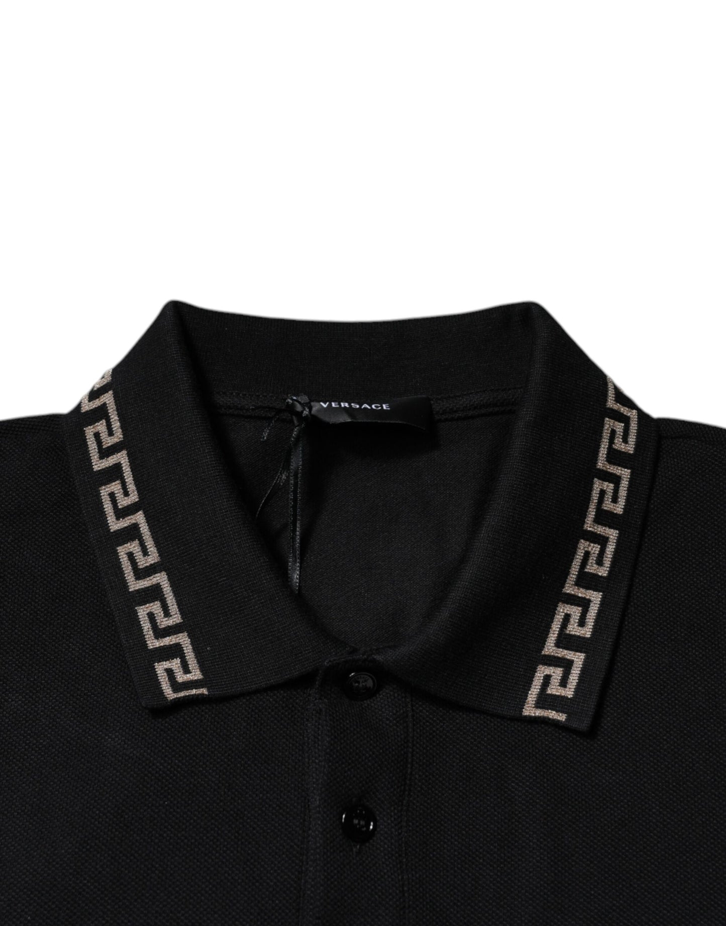 Black Viscose Collared Polo Short Sleeves T-shirt