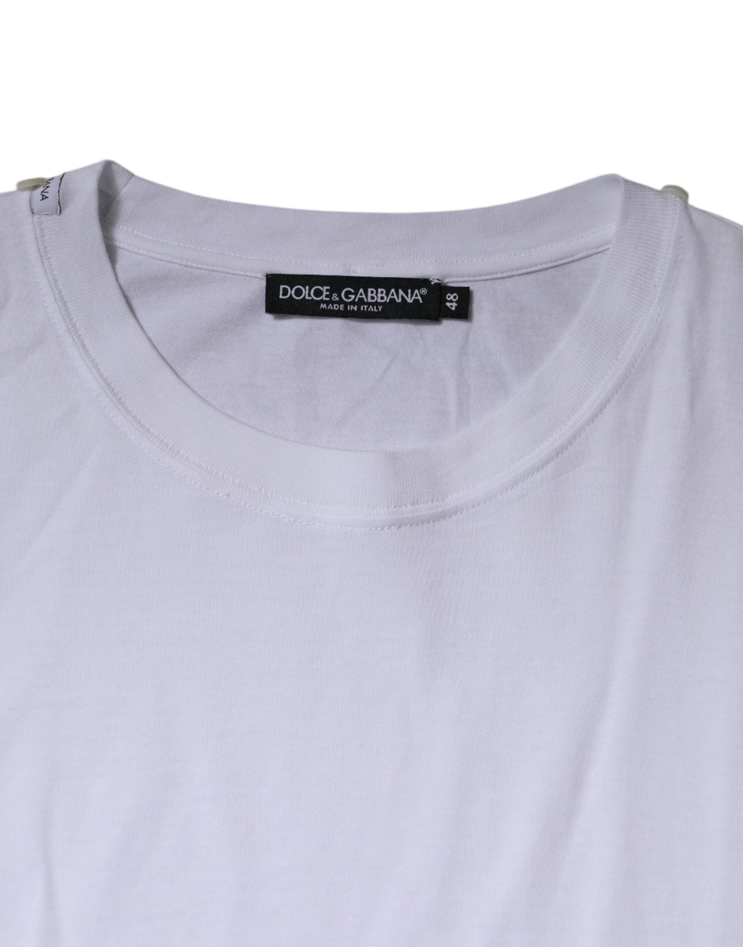 White Cotton Crew Neck Short Sleeves T-shirt