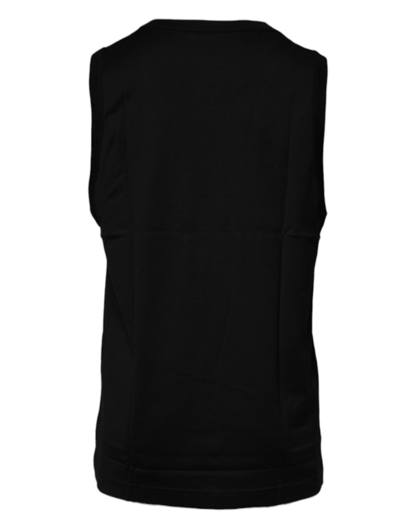 Black Cotton Round Neck Sleeveless T-shirt