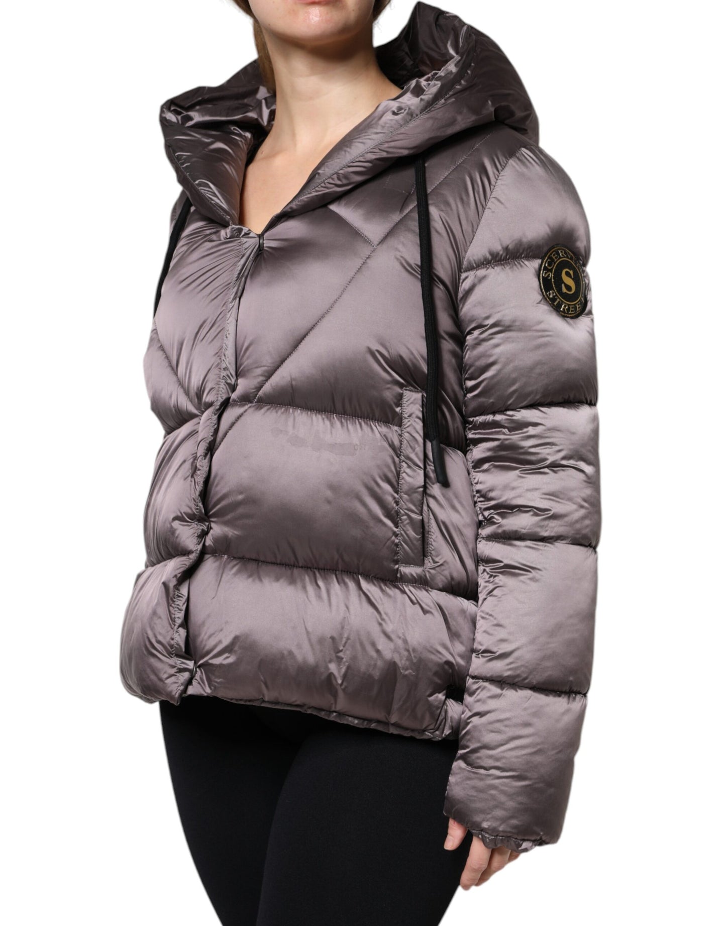 Violet Puffer Quilted Hooded Women Coat Jacket