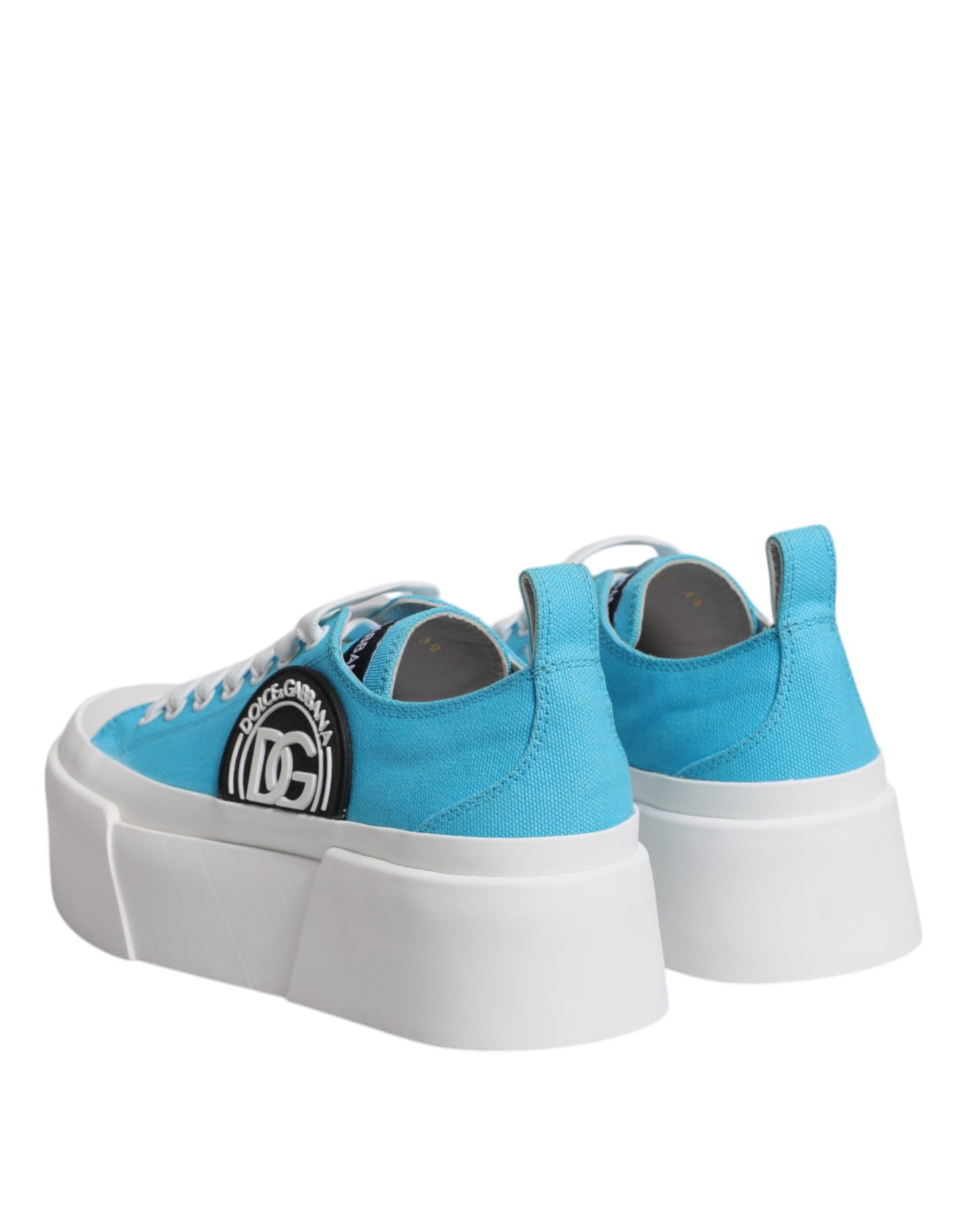 Blue White Canvas Logo Low Top Sneakers Shoes