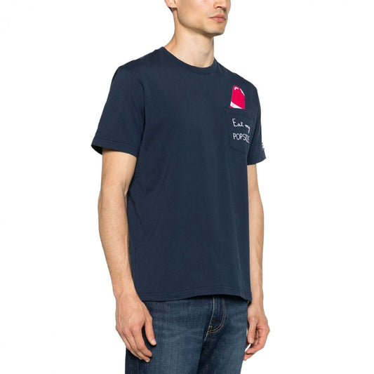 Blue Cotton Men T-Shirt