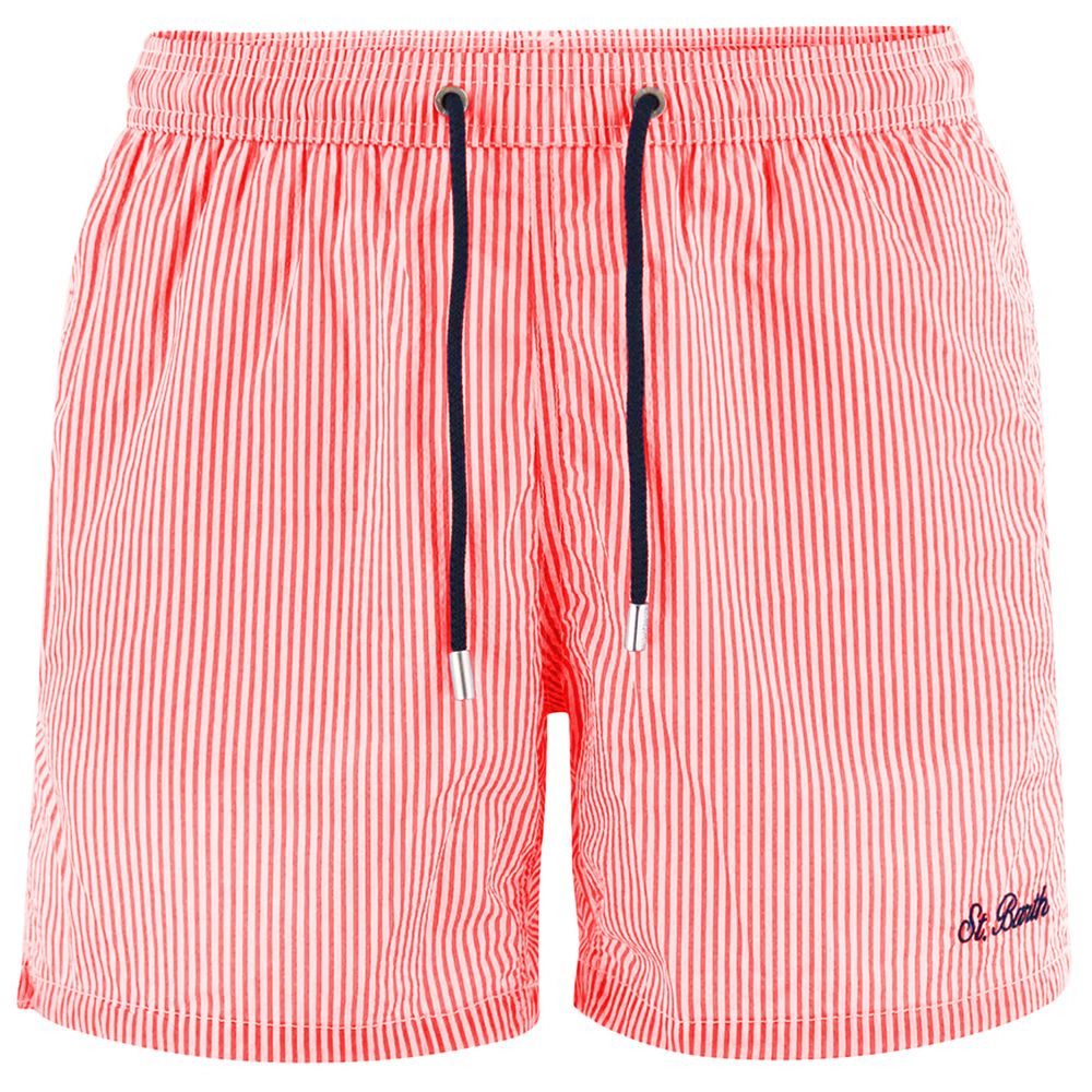 Red Polyester Men's Swim Trunks