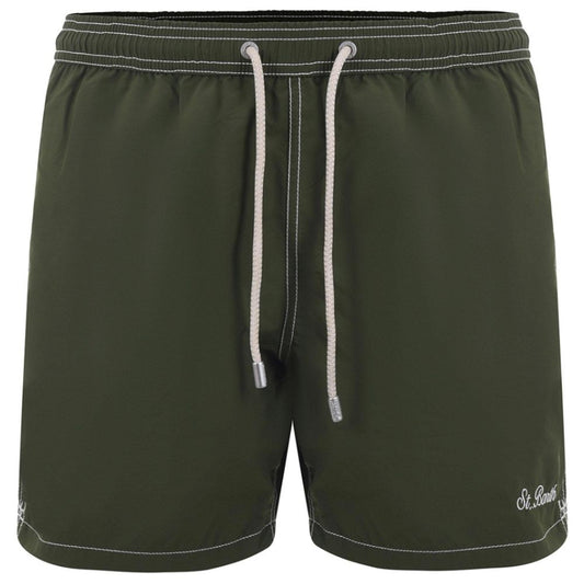 Green Polyester Men's Swimwear Boxer