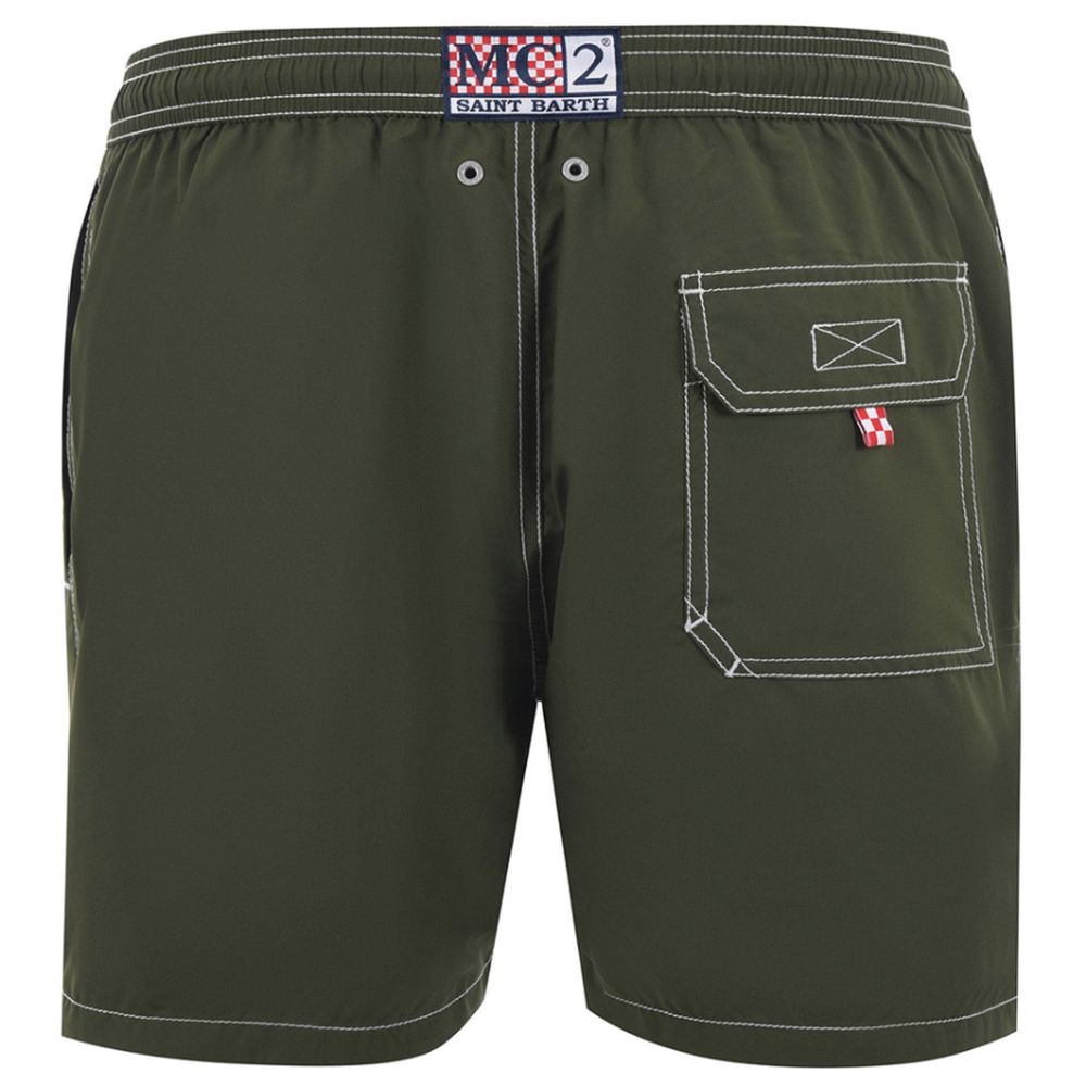 Green Polyester Men's Swim Trunk