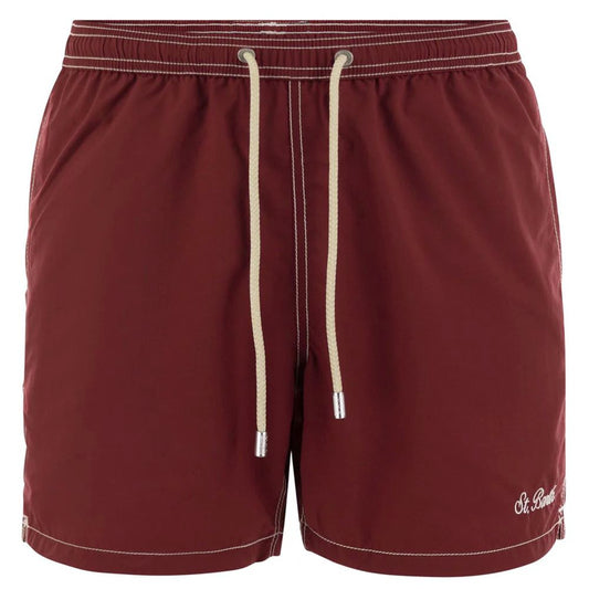 Red Polyester Men's Swim Trunk