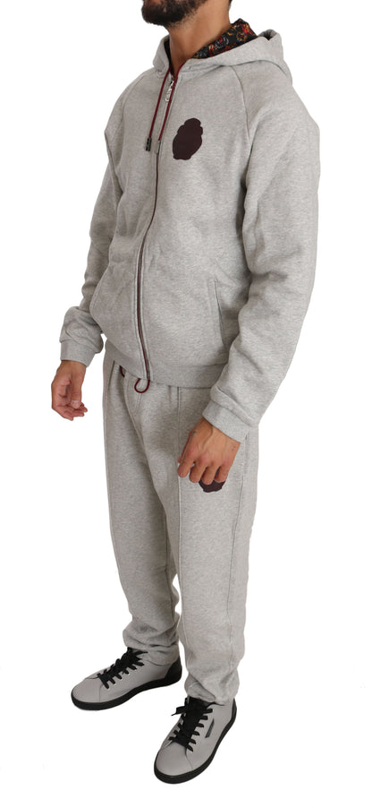 Elegant Gray Hooded Sweatsuit Ensemble