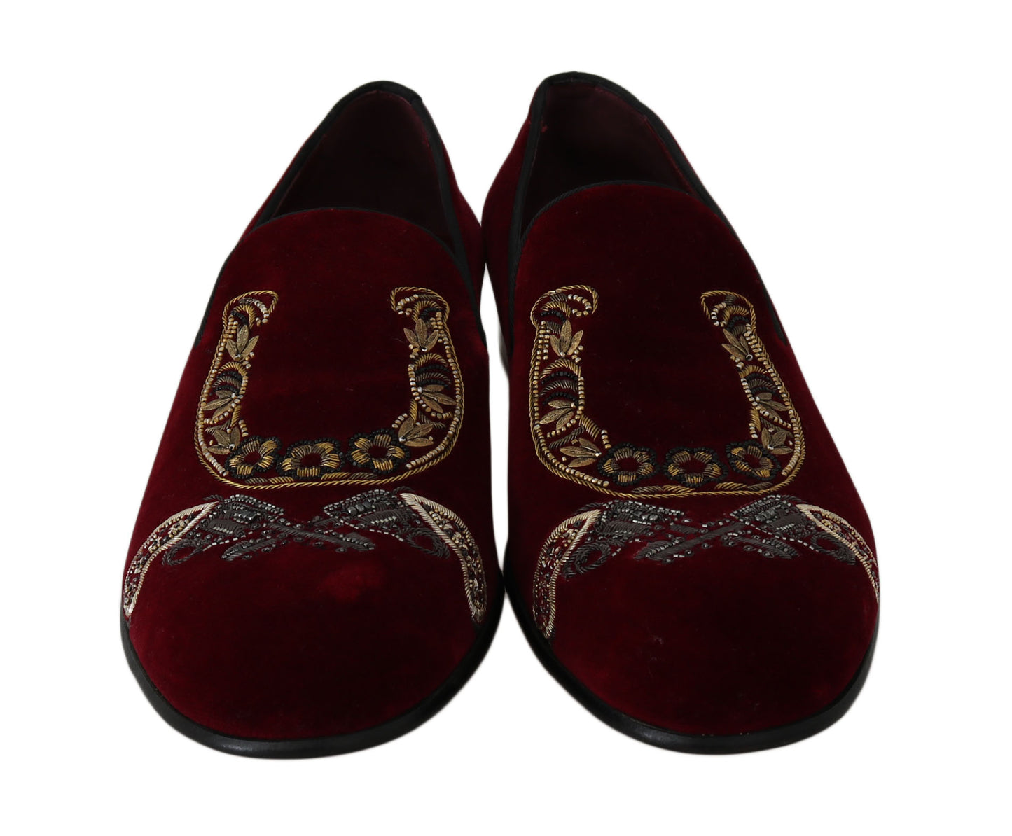 Bordeaux Velvet Sequined Men's Loafers