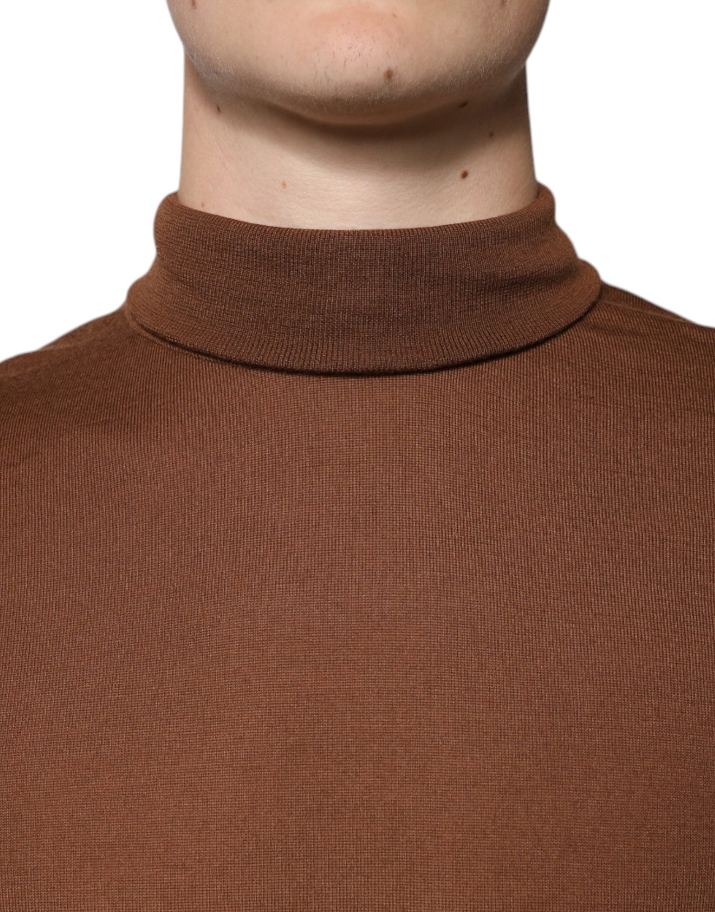 Brown Cashmere Turtleneck Pullover Sweater