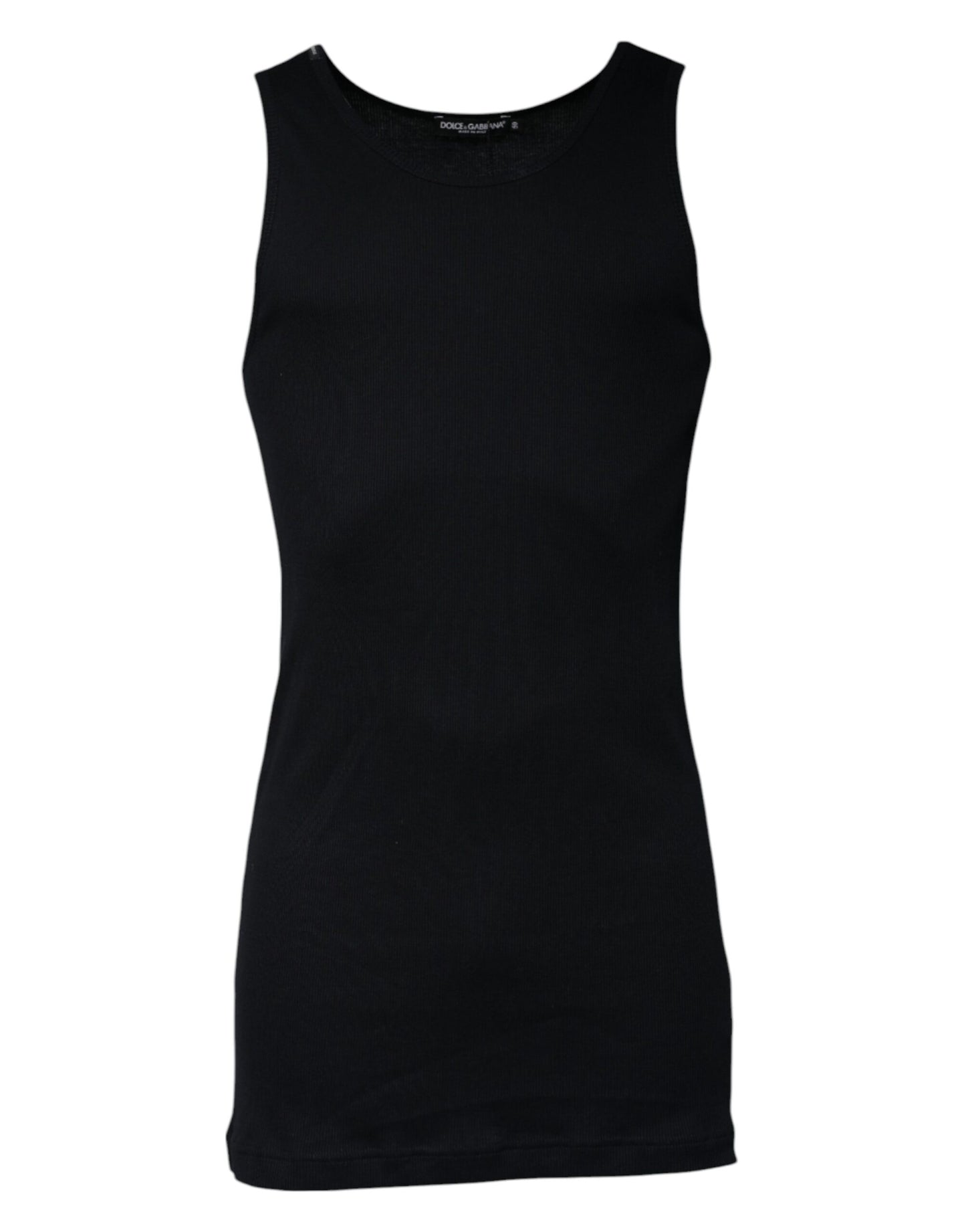 Black Cotton Sleeveless Round Neck Tank T-shirt