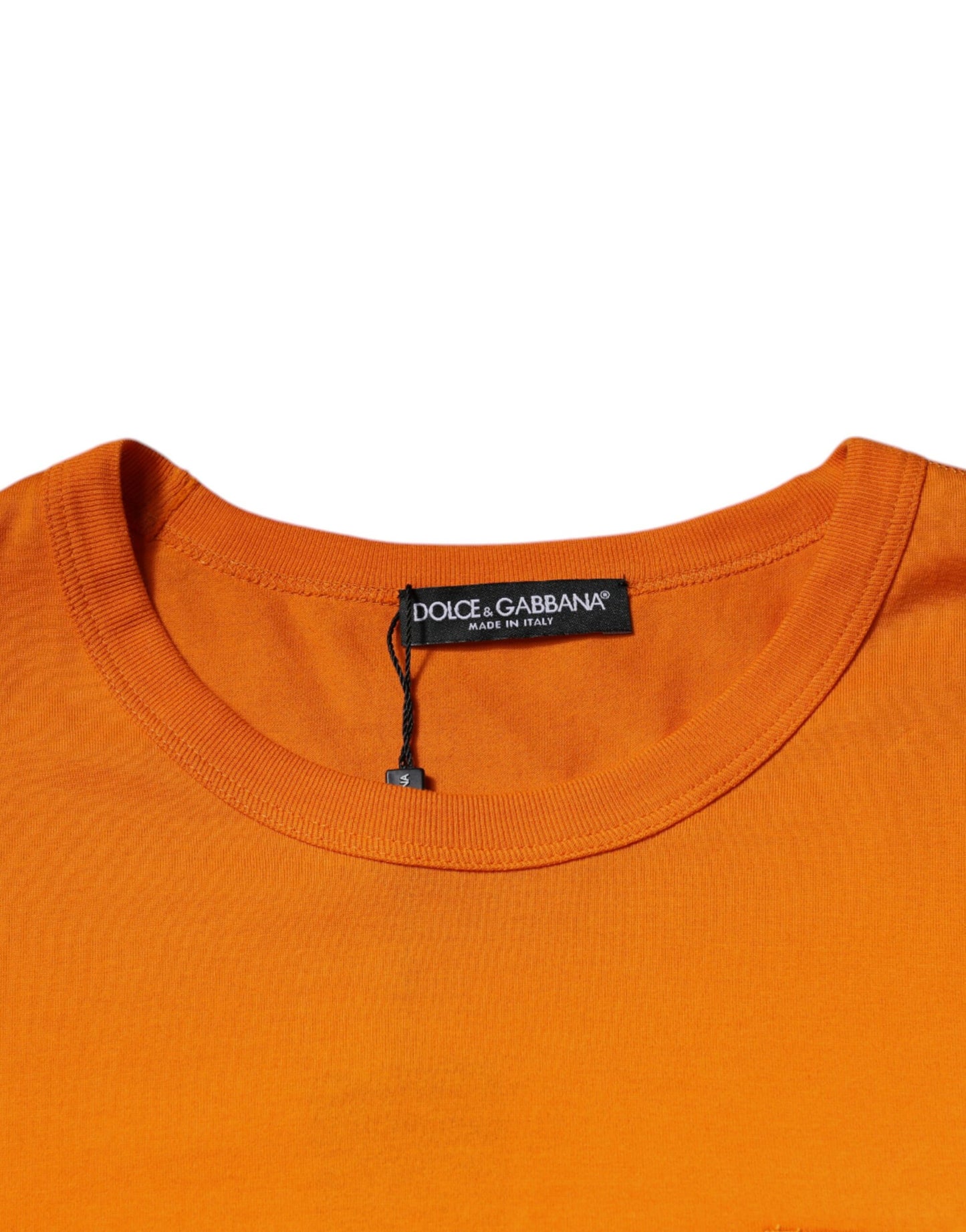 Orange Logo Cotton Crew Neck T-shirt