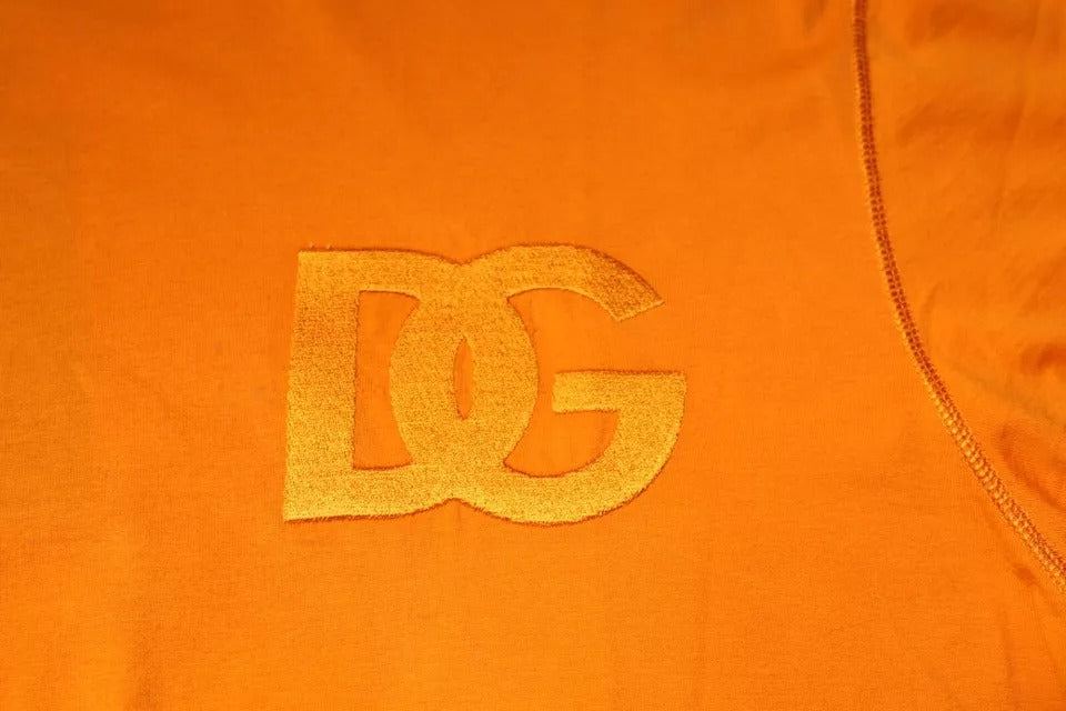 Orange Logo Cotton Crew Neck T-shirt