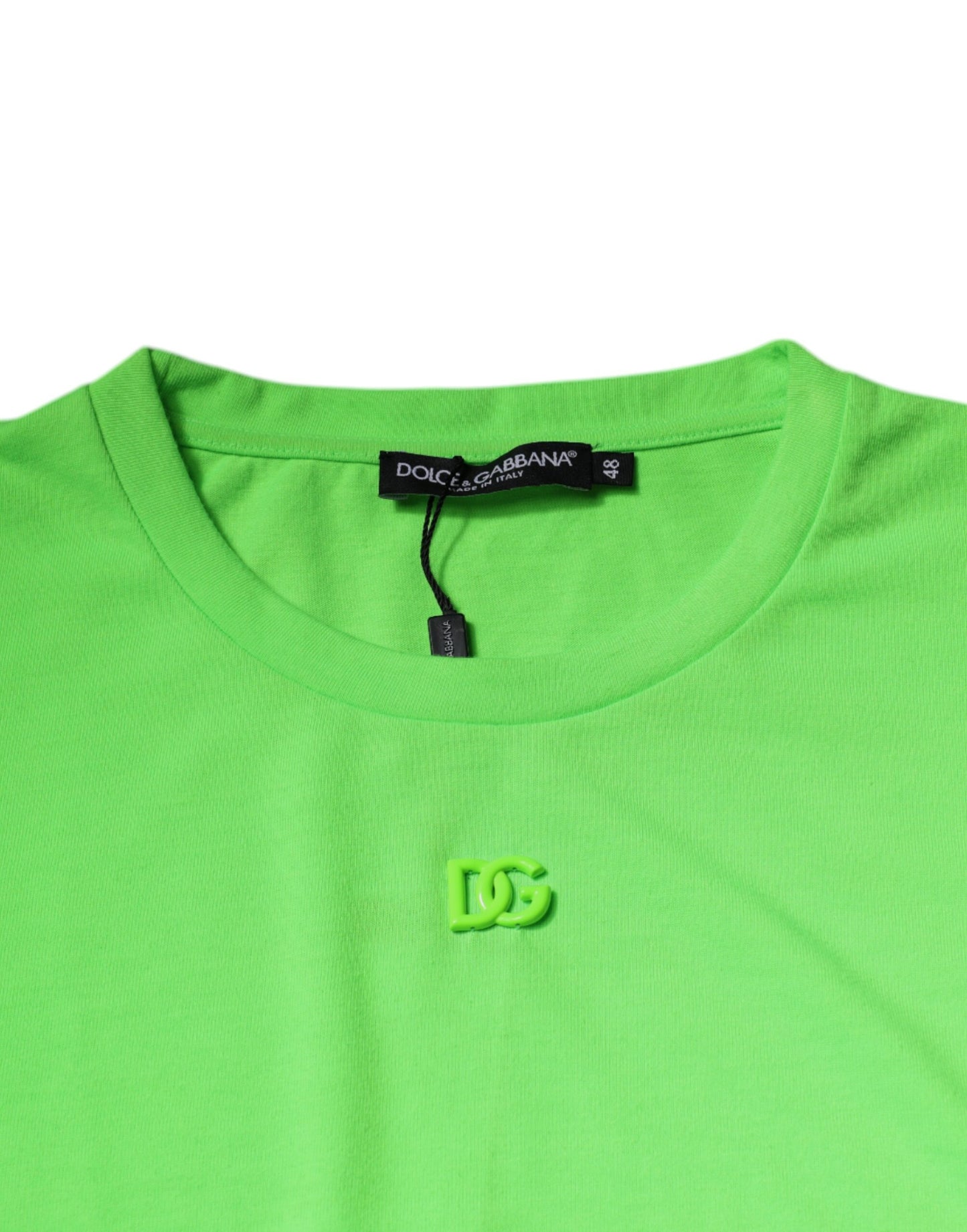 Green Logo Polyester Crew Neck T-shirt