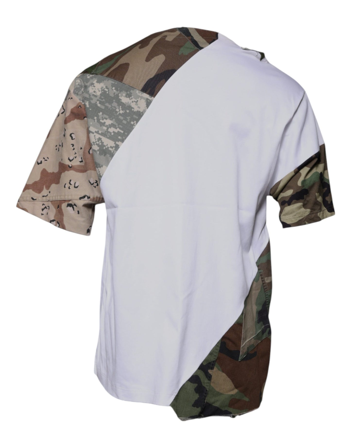 White Camouflage Cotton Crew Neck T-shirt