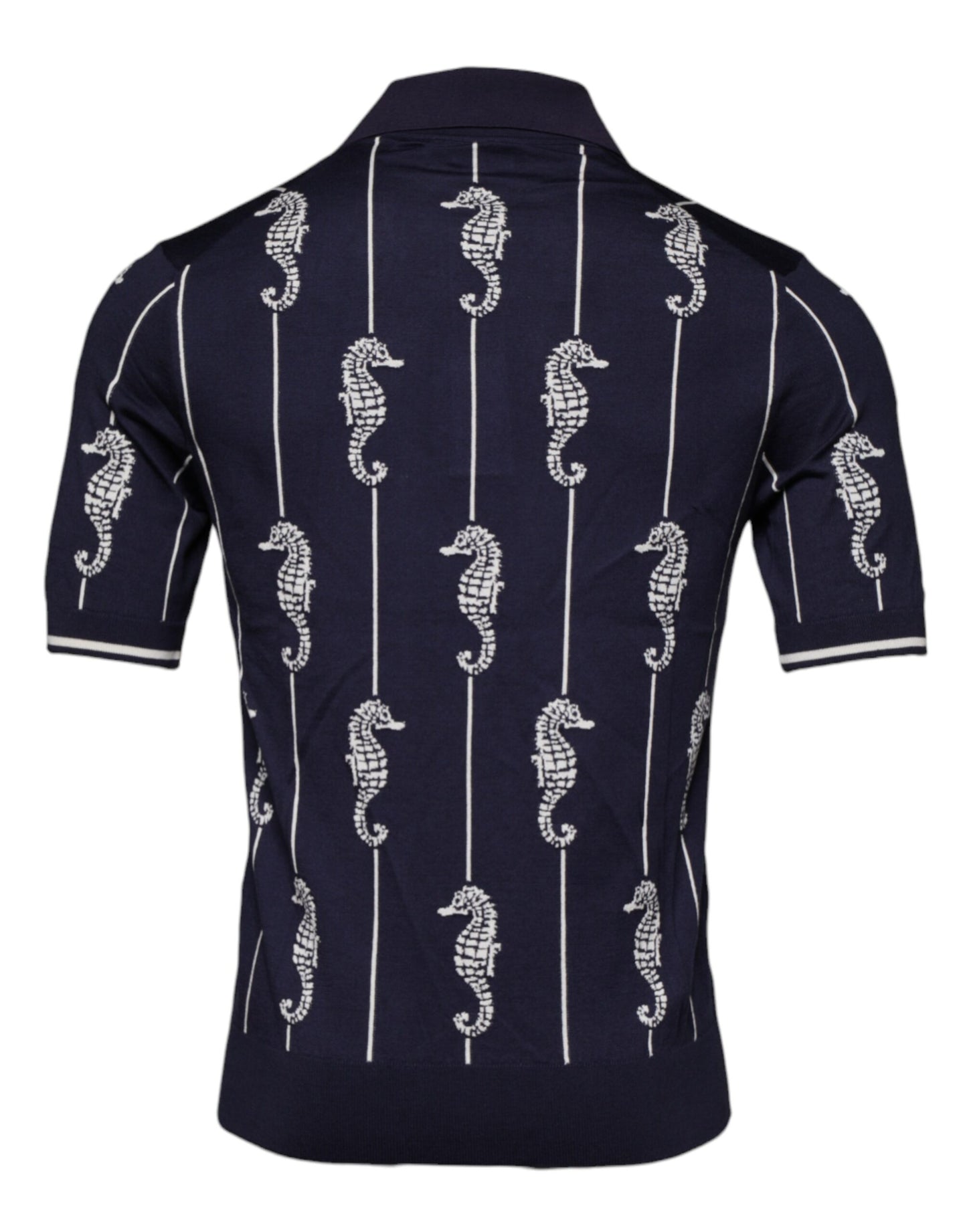 Dark Blue Sea Horse Collared Polo T-shirt