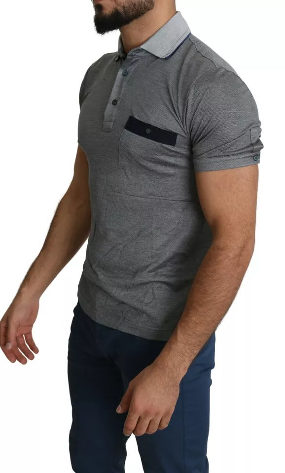 Gray Collared Silk Polo Top Shirt T-shirt