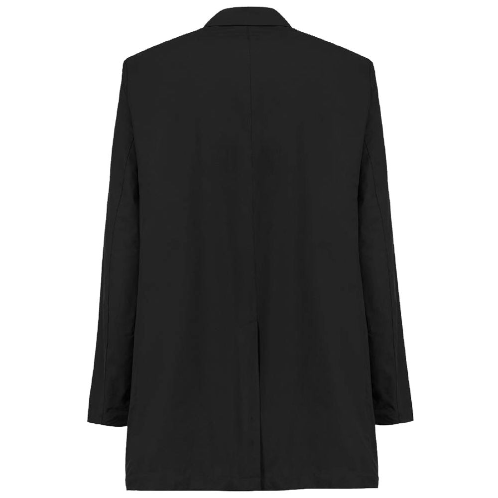 Black Polyester Men's Trench Coat