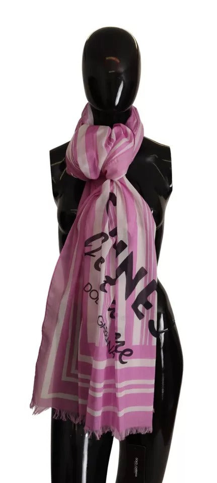 Pink White Striped Cotton Wrap Shawl Scarf