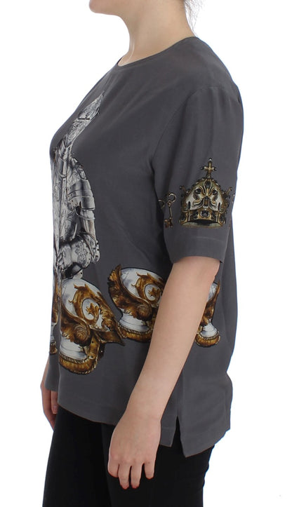 Enchanted Sicily Silk Blouse with Knight Print