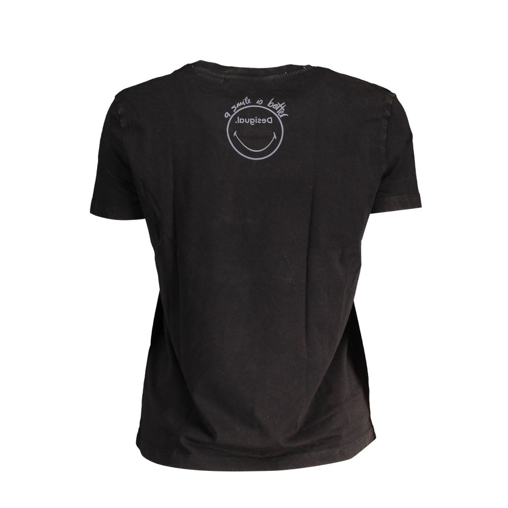 Black Cotton Women T-Shirt