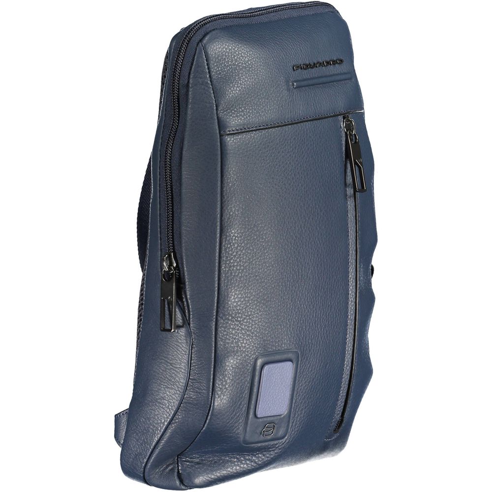 Blue Leather Men Shoulder Bag