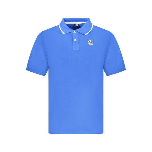 Blue Cotton Men Polo Shirt