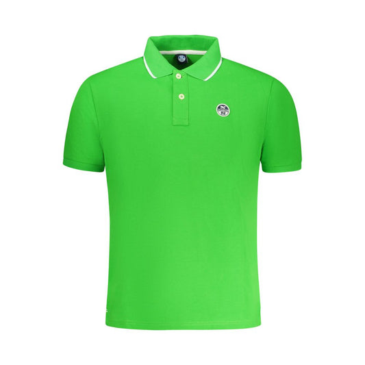 Green Cotton Men Polo Shirt