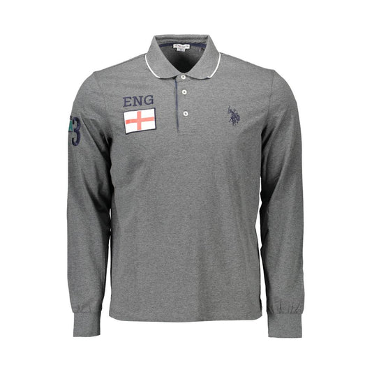 Gray Cotton Men Polo Shirt