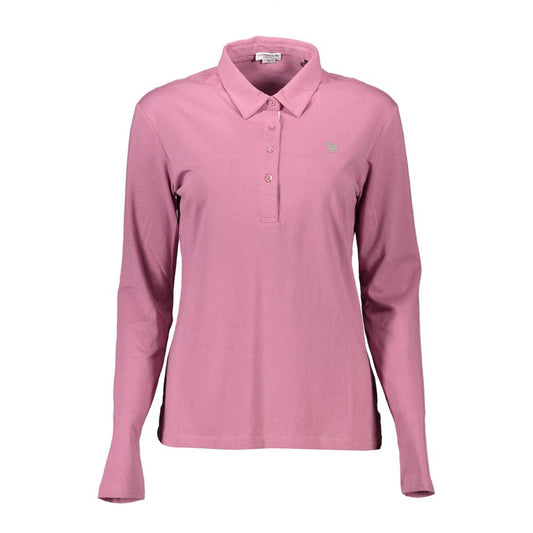 Pink Cotton Women Polo Shirt