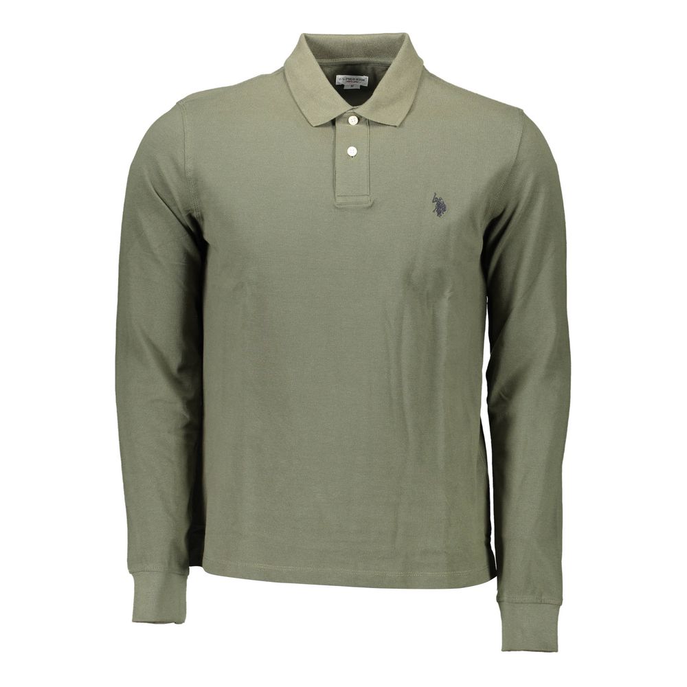 Green Cotton Men Polo Shirt