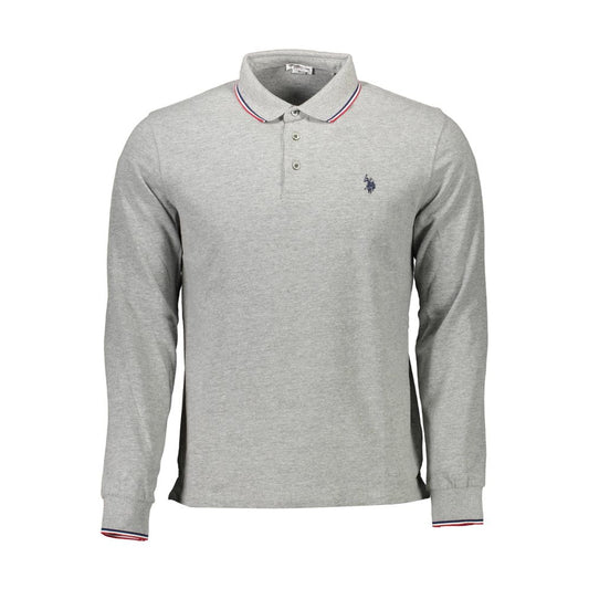 Gray Cotton Men Polo Shirt