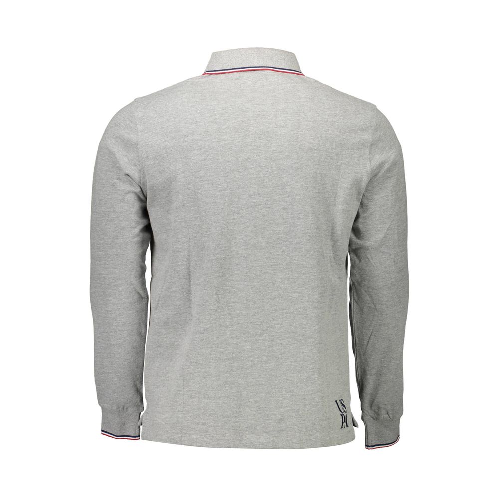 Gray Cotton Men Polo Shirt