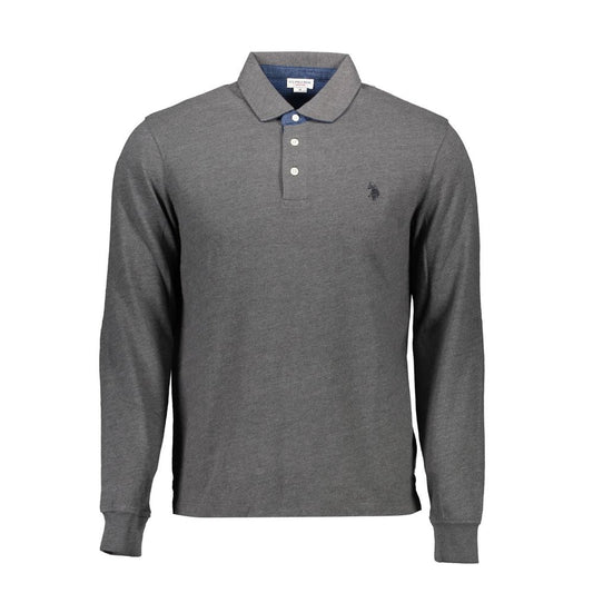 Gray Cotton Men Polo Shirt