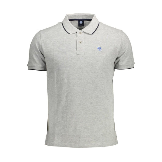 Gray Cotton Men Polo Shirt