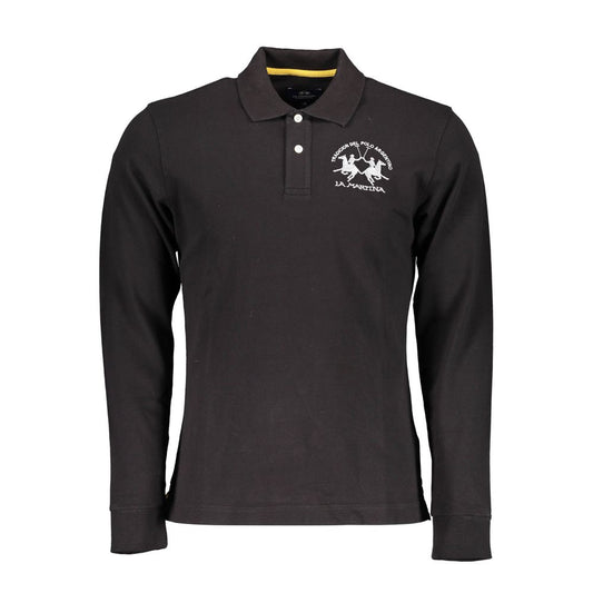 Black Cotton Men Polo Shirt