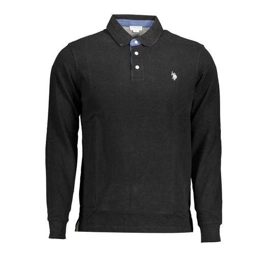 Black Cotton Men Polo Shirt