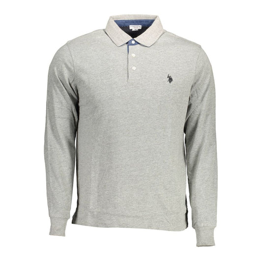 Gray Cotton Men Polo Shirt