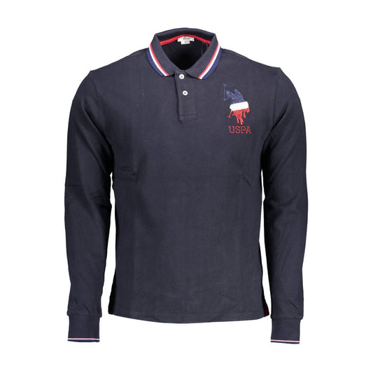 Blue Cotton Men Polo Shirt