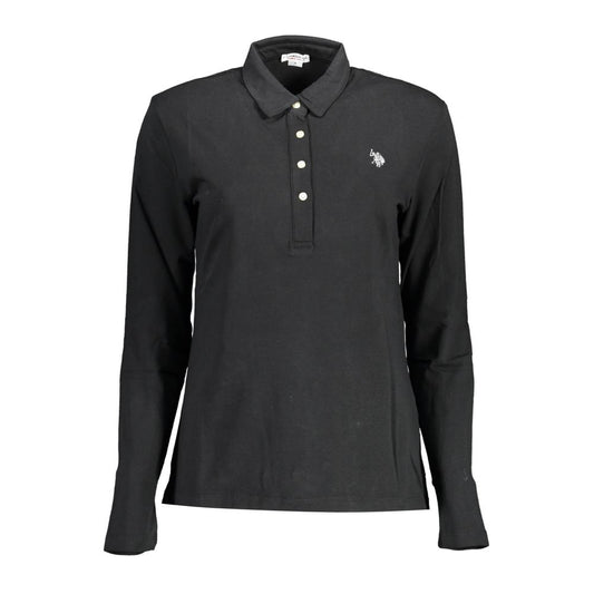 Black Cotton Women Polo Shirt