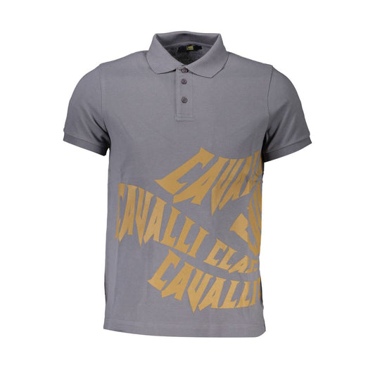 Gray Cotton Men Polo Shirt