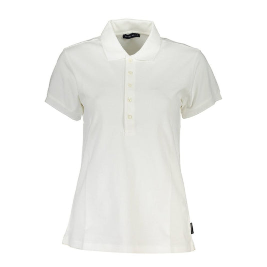 White Cotton Women Polo Shirt