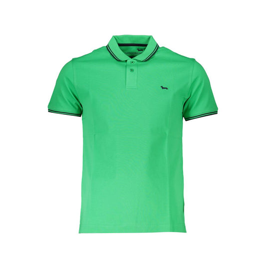 Chic Green Cotton Polo with Contrast Detailing