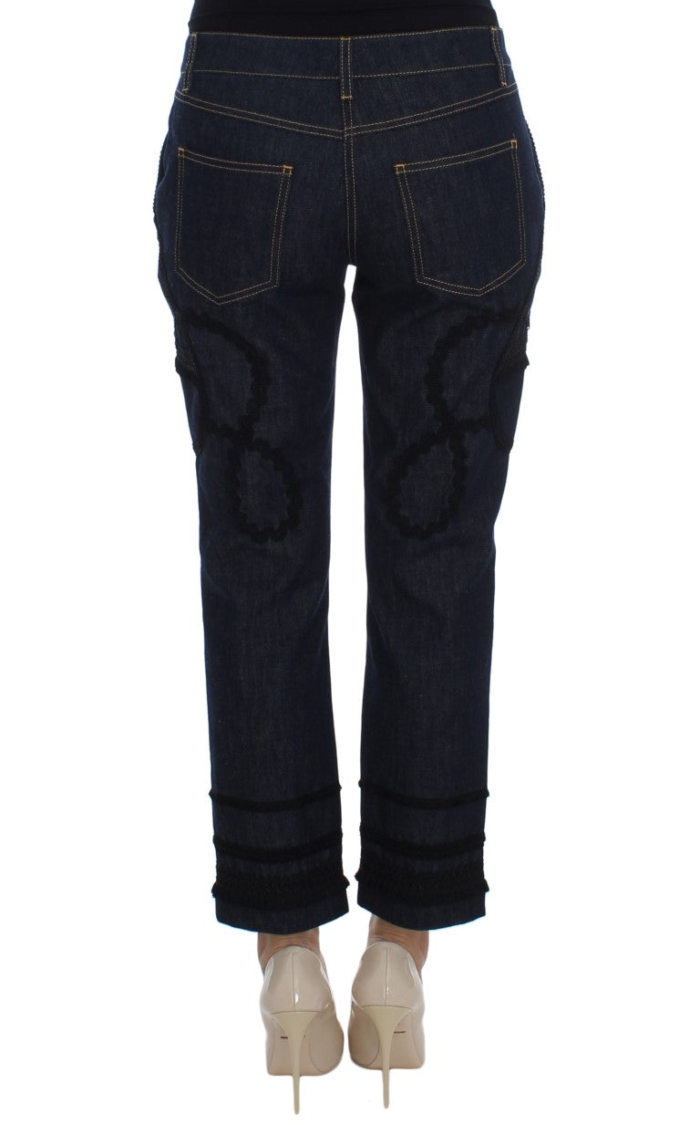 Embroidered Capri Jeans for Elegant Styling